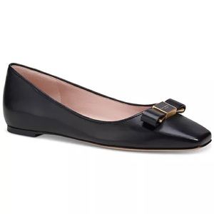 Kate Spade Bowdie Ballet Flats Black Bow Gold Hardware NEW Size 7